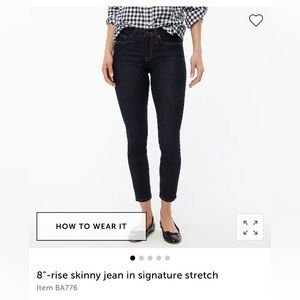 8” mid rise skinny jeans J. Crew in rinse wash Brand new with tags size 28 / 6